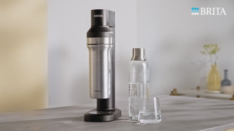Sparkling water maker shown from multiple angles