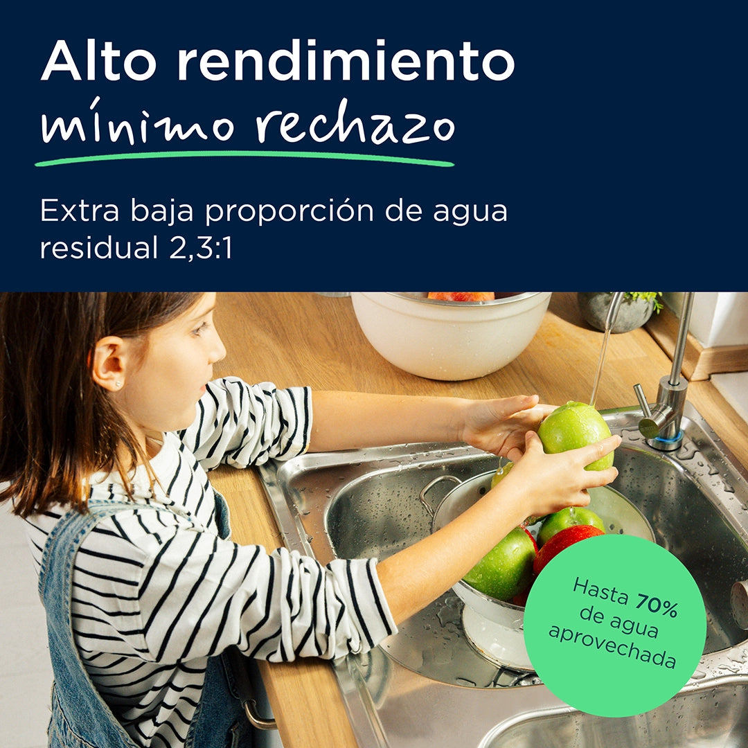 Person rinsing fruit under a BRITA mypure reverse osmosis tap