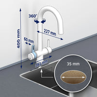 BRITA 3-way tap round with dimensions